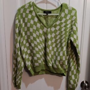 Witty Fox Lime and White V-Neck Sweater
